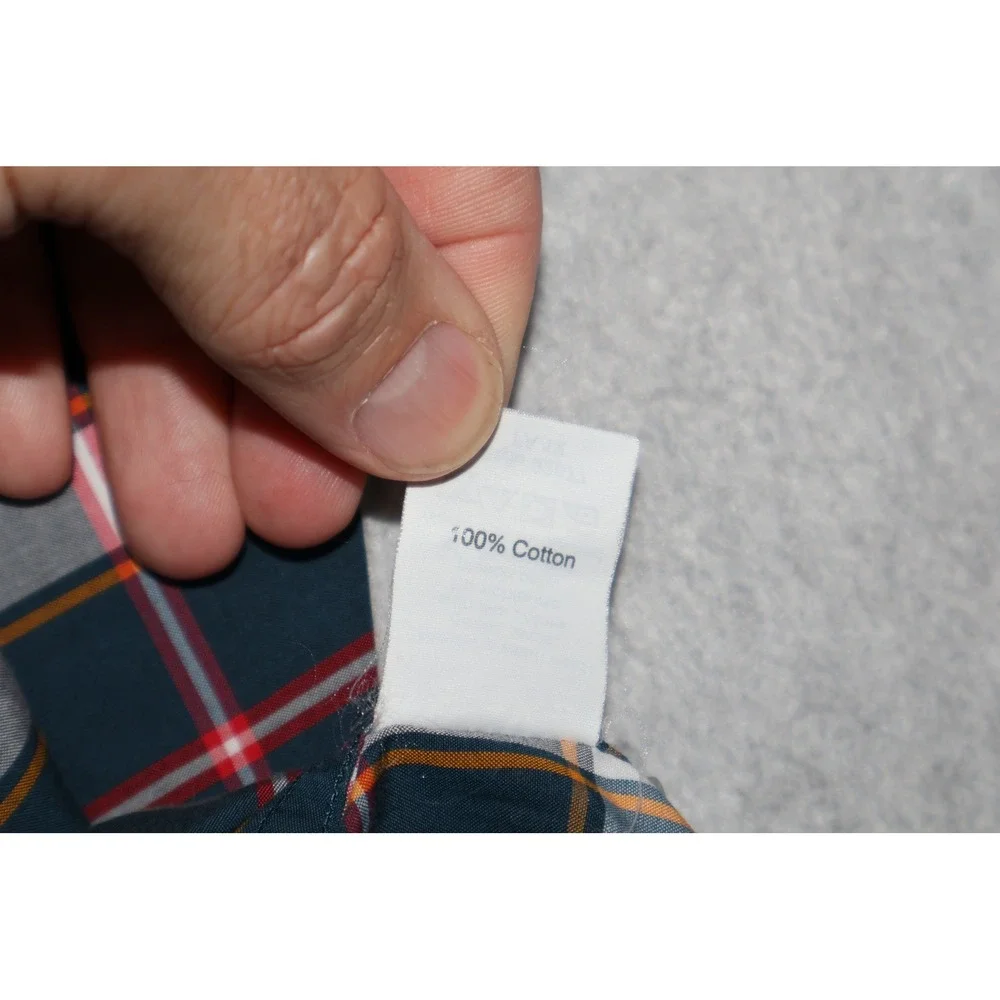 J. Crew Button Down Shirt Mens Medium Blue Tartan Plaid Long Sleeve Cotton